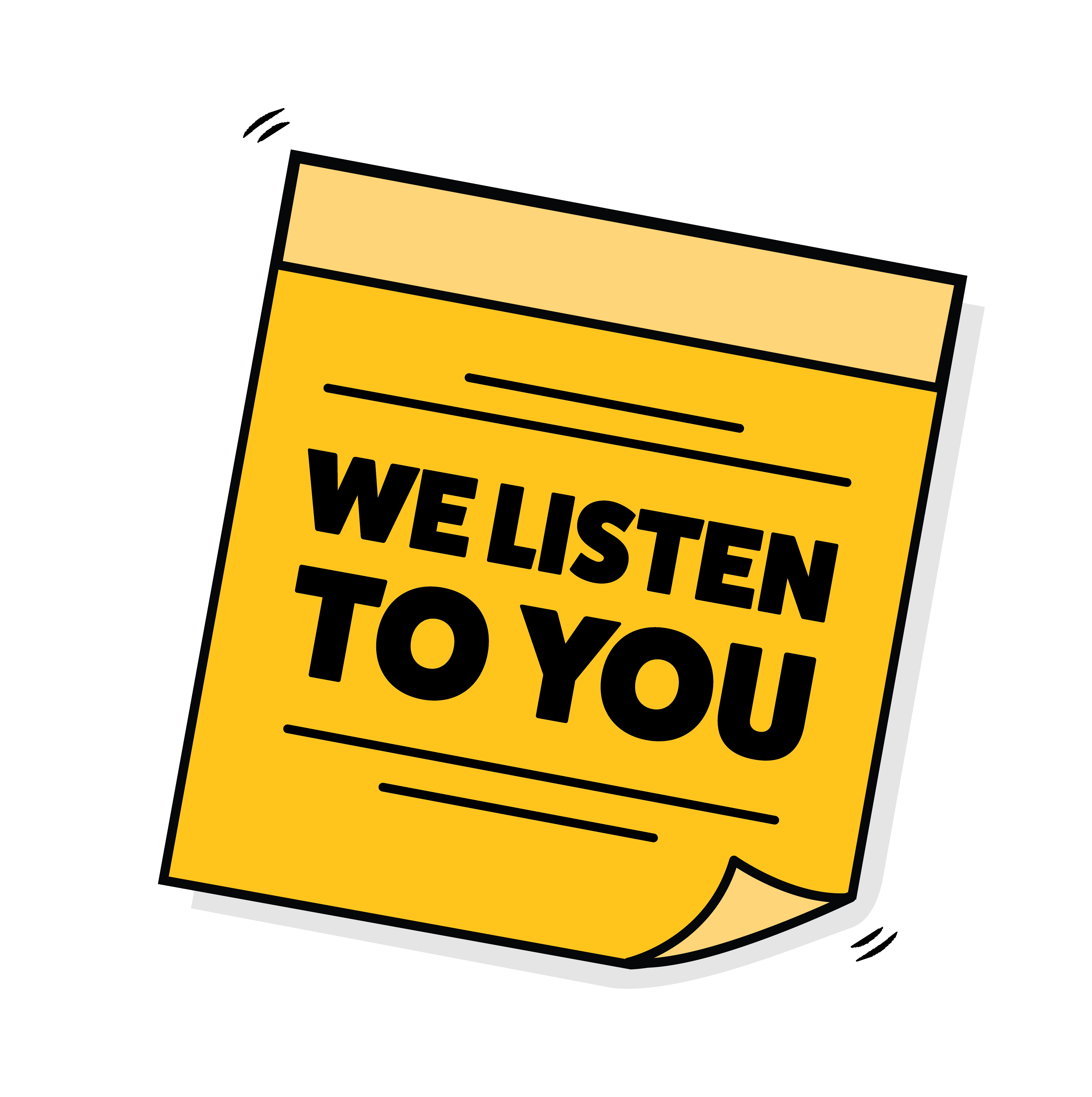 Image with 'We listen to you' text